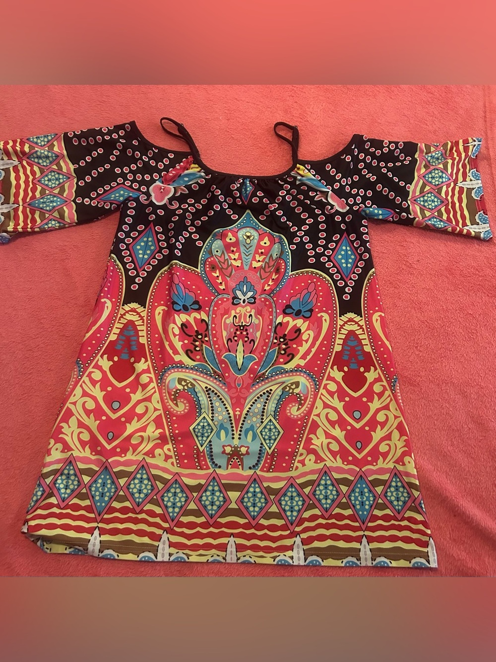 Women’s Cold-Shoulder Boho Print Top